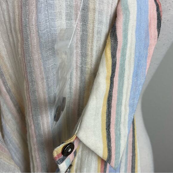 Soft Surroundings Multi Color Stripe Gauzy Button Down NWOT Top XL - Picture 8 of 10